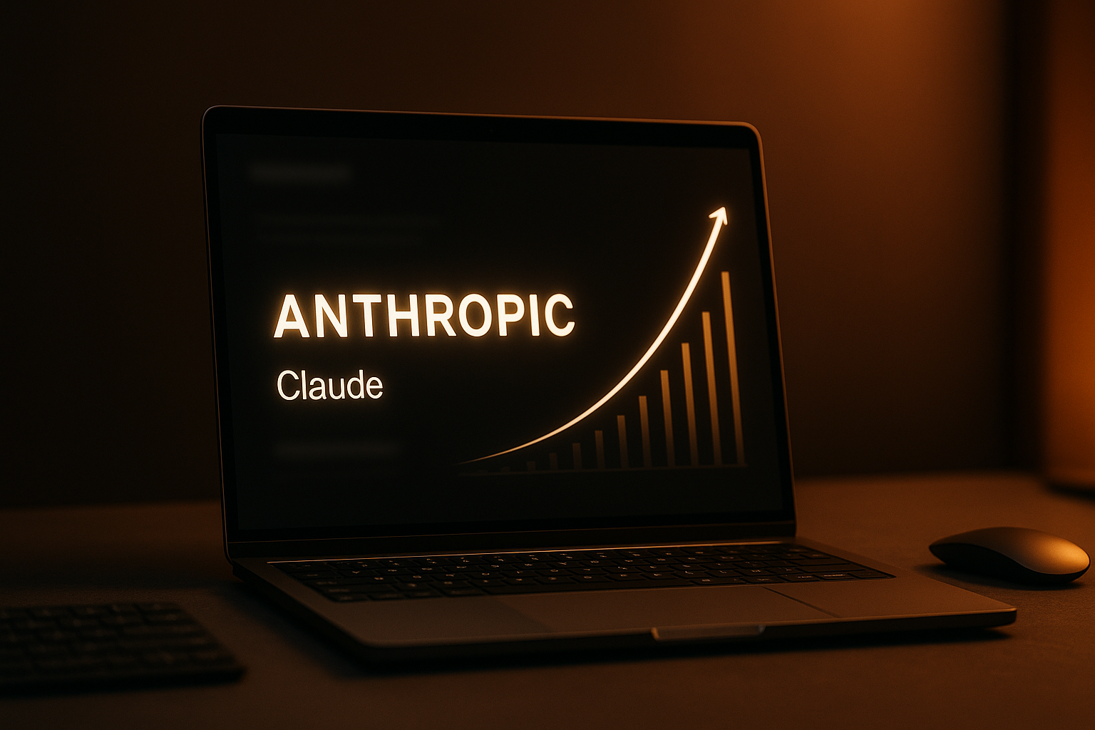 Anthropic logo with rising subscriber growth curves