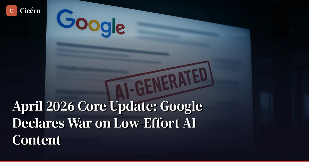 April 2026 Core Update: Google Declares War on Low-Effort AI Content