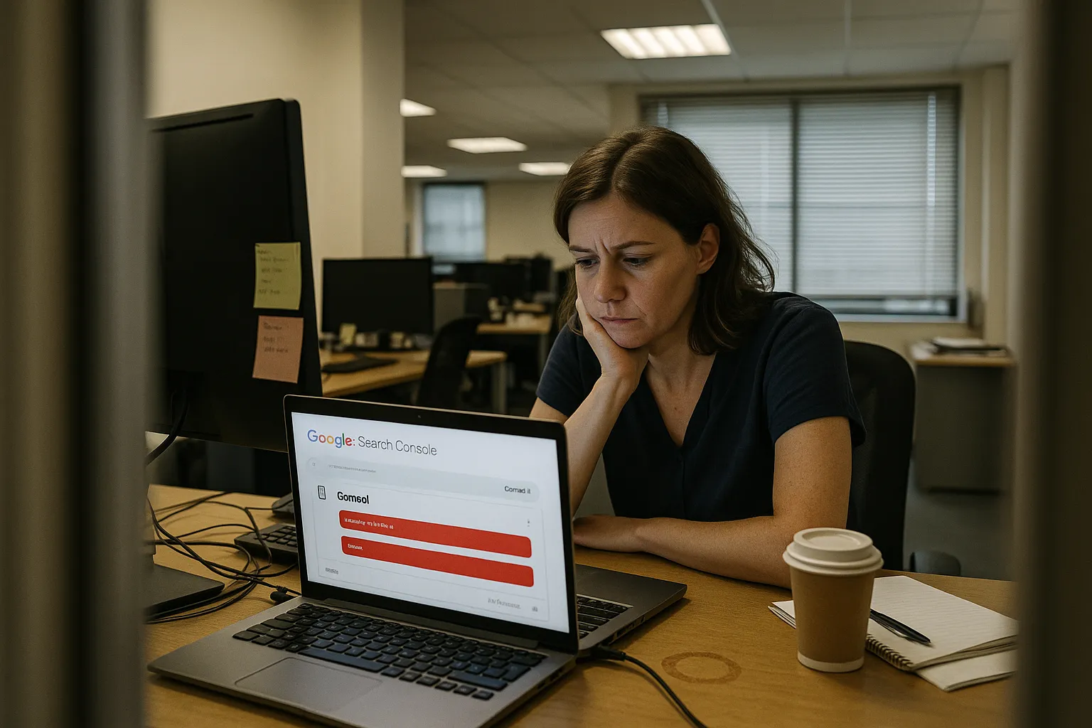 Computer screen showing a Google Search Console dashboard during an SEO audit